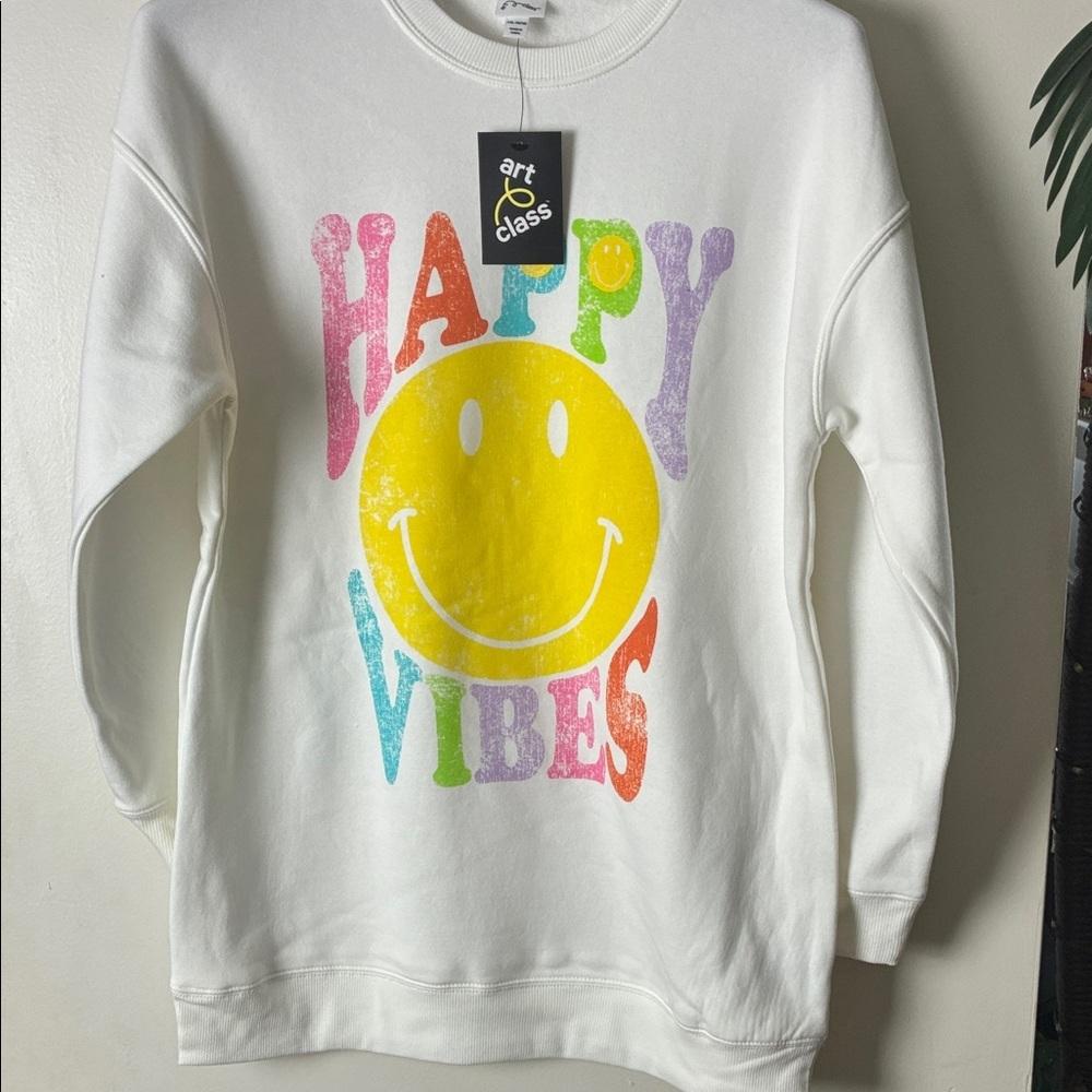 3 pack of Art Class White Sweatshirt with Multicolor Happy Vibes Design​